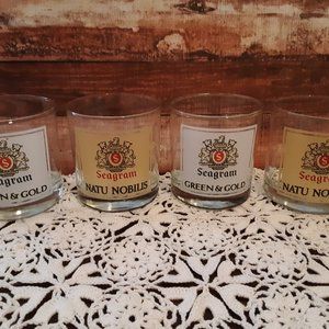 4 - Seagram's Liquor Glasses - Green & Gold / Natu Nobilis